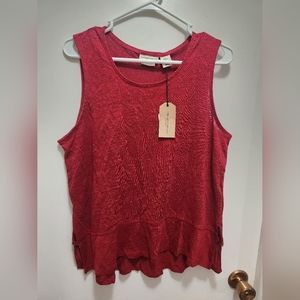 Christian Siriano Red 100% Linen Women's Sleeveless Tank XL
